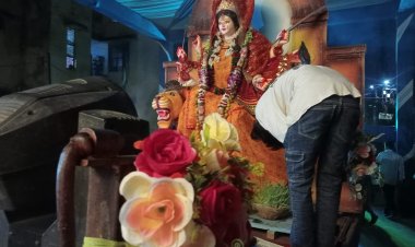 आरडीए कॉलोनी में माता रानी के विसर्जन पर श्रद्धालुओं की आंखें हुई नम