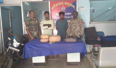 मोटरसाइकिल में गांजा परिवहन करते 2 आरोपी गिरफ्तार