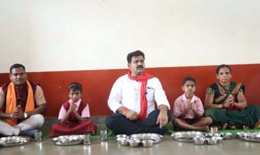 उप मुख्यमंत्री विजय शर्मा ने कच्चापाल के में बच्चों के साथ किया भोजन