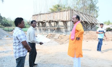 उप मुख्यमंत्री अरुण साव ने कारीडोंगरी-दरवाजा में निर्माणाधीन पुल का किया निरीक्षण