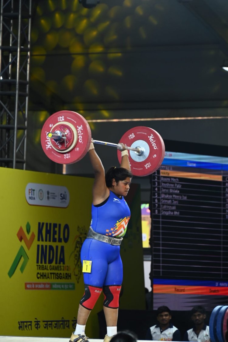 खेलो इंडिया ट्राइबल गेम्स डे 4 राउंड-अप : वेटलिफ्टर निकिता ने छत्तीसगढ़ को दिलाया पहला स्वर्ण,कर्नाटक 15 स्वर्ण पदकों के साथ पदक तालिका में शीर्ष,ओडिशा दूसरे और असम तीसरे स्थान पर