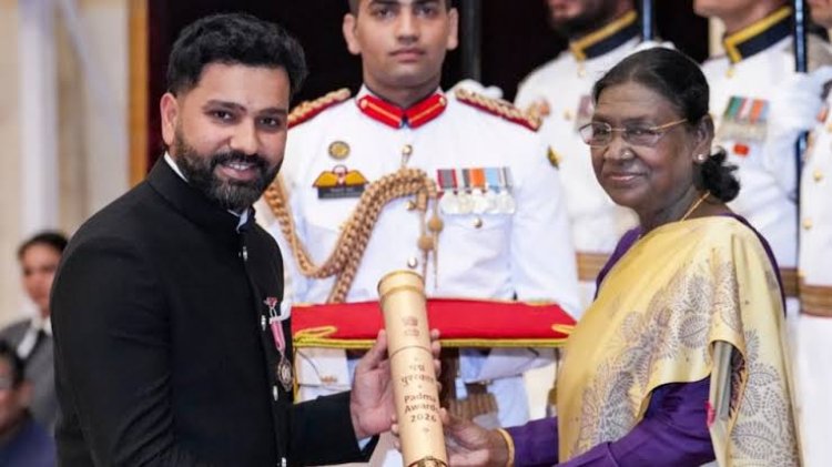 रोहित शर्मा को मिला देश का प्रतिष्ठित 'पद्म श्री' सम्मान: क्रिकेट में बेमिसाल योगदान के लिए राष्ट्रपति द्रौपदी मुर्मू ने किया सम्मानित