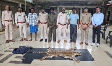 तेंदुए की खाल तस्करी का भंडाफोड़, 3 आरोपी गिरफ्तार; दो बाइक और खाल बरामद