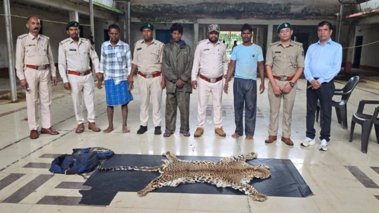 तेंदुए की खाल तस्करी का भंडाफोड़, 3 आरोपी गिरफ्तार; दो बाइक और खाल बरामद