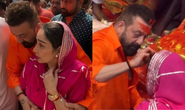 लालबागचा राजा के दरबार में उमड़ी भीड़: पत्नी मान्यता को प्रोटेक्ट करते दिखे संजय दत्त