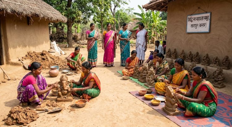 गणेशोत्सव में बस्तर की महिलाओं का कमाल,इको-फ्रेंडली मूर्तियां बेचकर कमाए 1.80 लाख रुपए